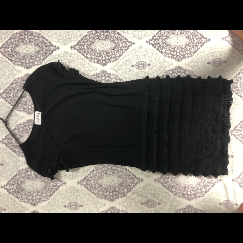 Joseph Ribkoff black fringe shift dress